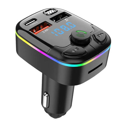 Bluetooth 5.0 Car FM Transmitter with PD USB-C & Dual USB Charger
