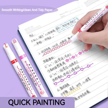 6Pcs/Set Flower Line Shape Highlighter Pen Roller