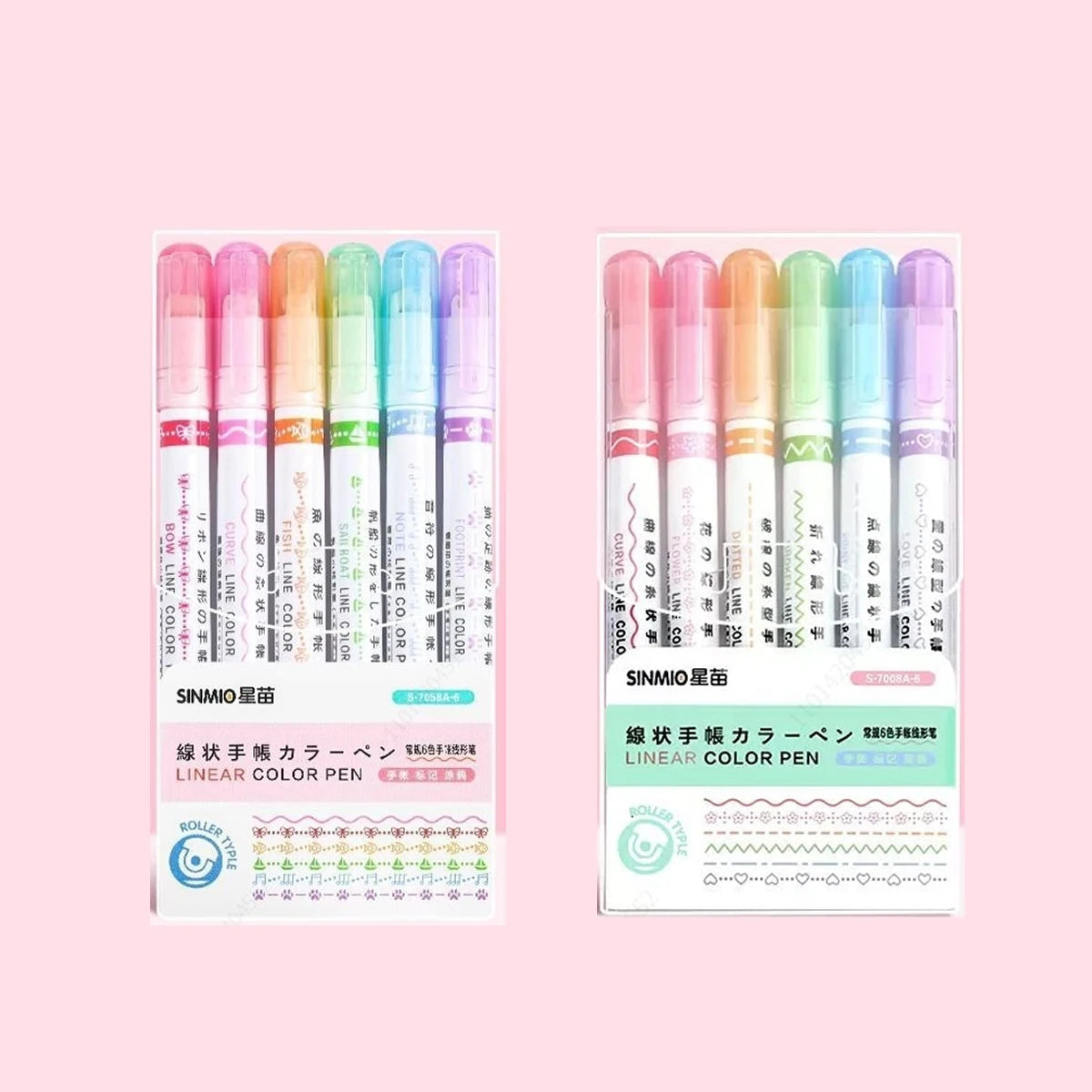 6Pcs/Set Flower Line Shape Highlighter Pen Roller