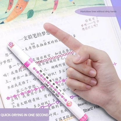 6Pcs/Set Flower Line Shape Highlighter Pen Roller