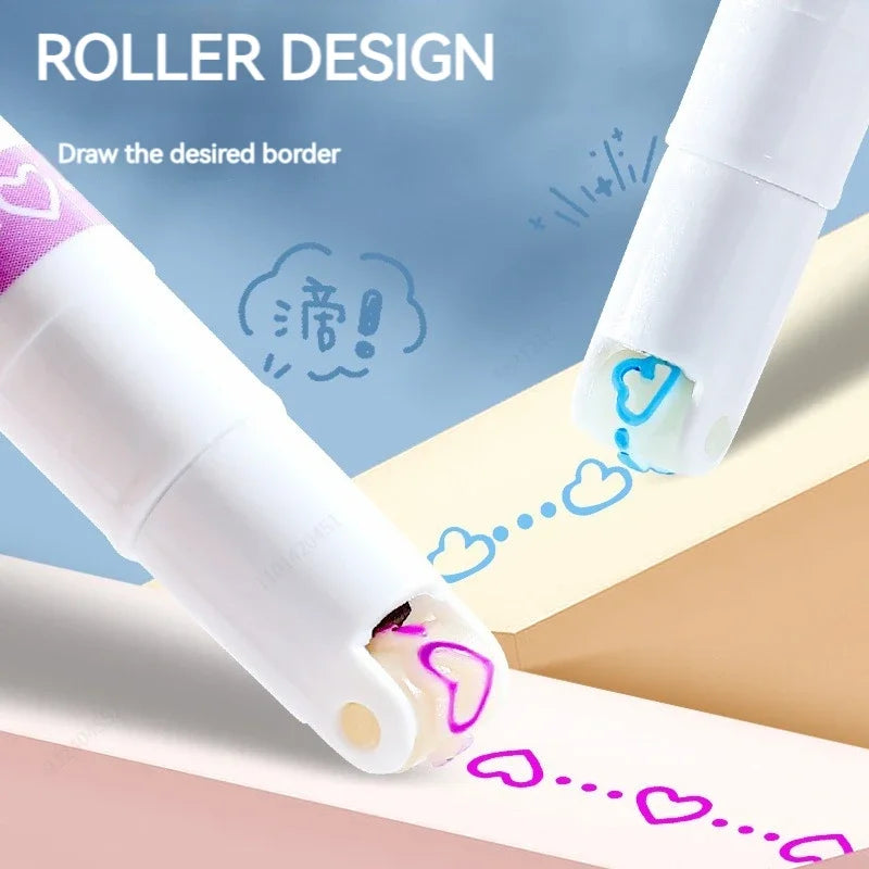 6Pcs/Set Flower Line Shape Highlighter Pen Roller