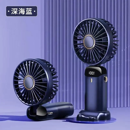 Portable Handheld Mini Fan Foldable Neck Hanging Fans 5 Speed USB Rechargeable Fan with Phone Stand and Display Screen 1800mAh