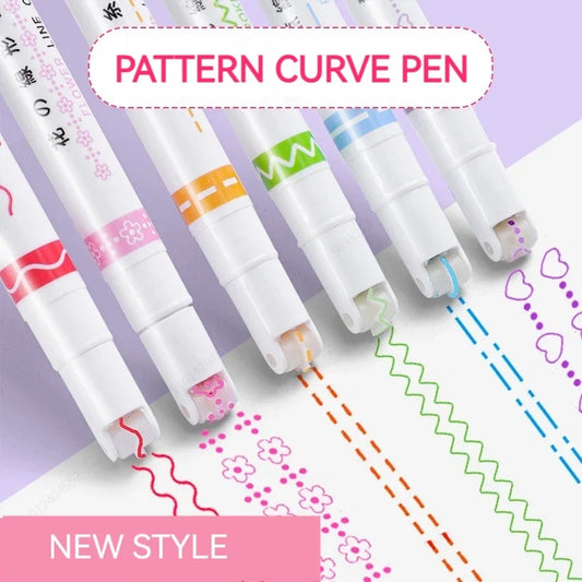 6Pcs/Set Flower Line Shape Highlighter Pen Roller