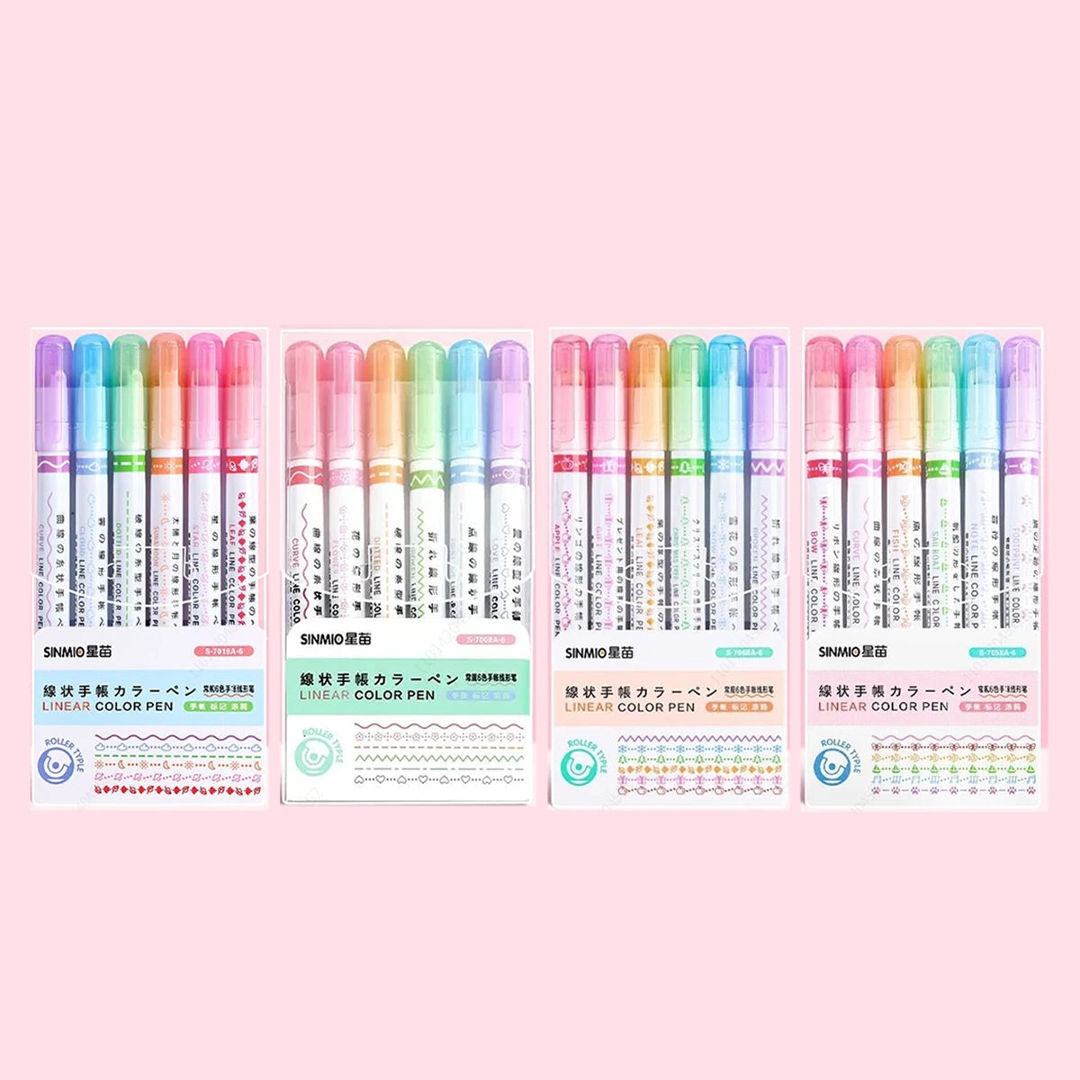 6Pcs/Set Flower Line Shape Highlighter Pen Roller