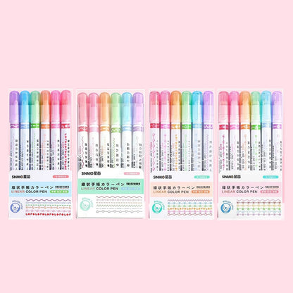 6Pcs/Set Flower Line Shape Highlighter Pen Roller