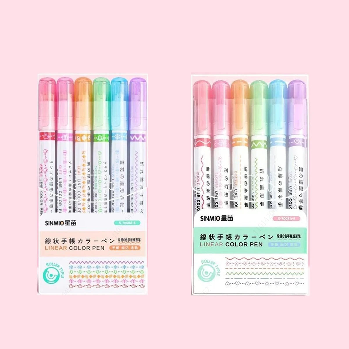 6Pcs/Set Flower Line Shape Highlighter Pen Roller