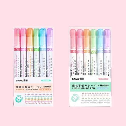 6Pcs/Set Flower Line Shape Highlighter Pen Roller