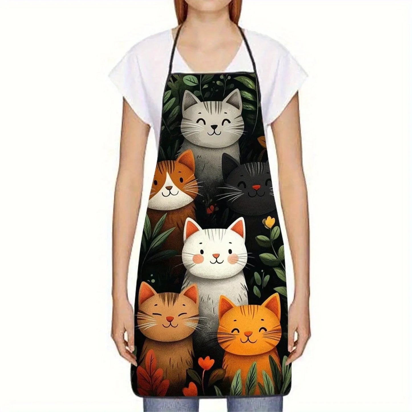 Cute Cat Pattern Polyester Apron