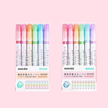 6Pcs/Set Flower Line Shape Highlighter Pen Roller