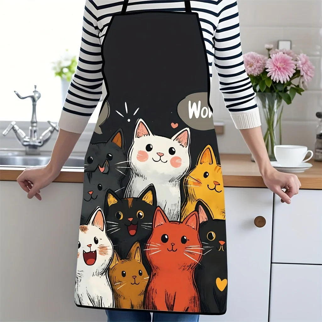Cute Cat Pattern Polyester Apron