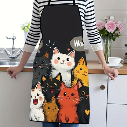 Cute Cat Pattern Polyester Apron