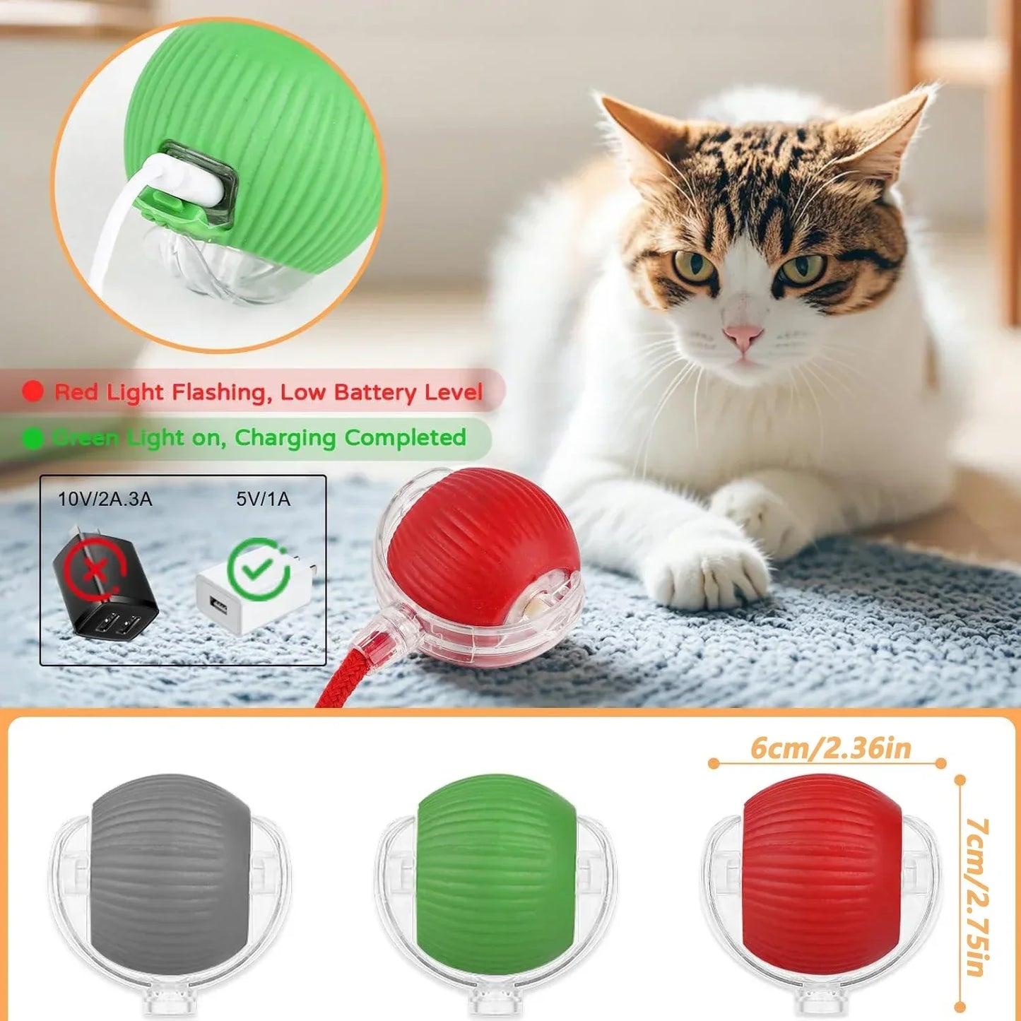 The Growing Mart Interactive Cat Toy – Automatic Rolling Smart Ball for Endless Play