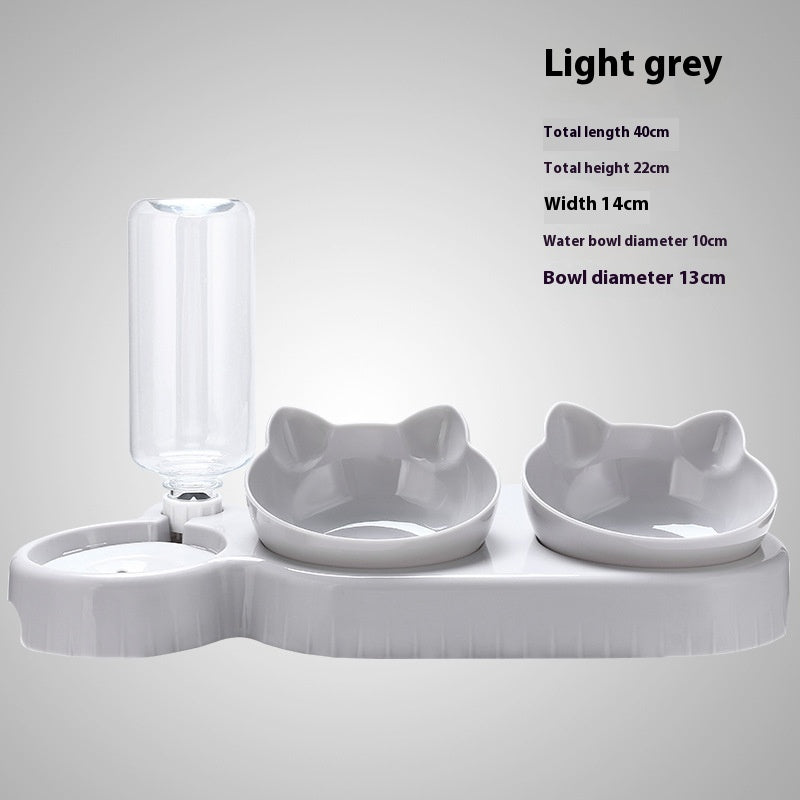 Elevated Double Pet Bowl with Automatic Water Dispenser – Ergonomic Feeding Station for Dogs & Cats
