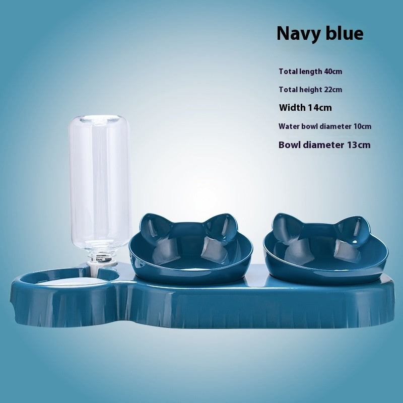 Elevated Double Pet Bowl with Automatic Water Dispenser – Ergonomic Feeding Station for Dogs & Cats